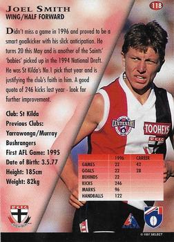 1997 Select AFL Ultimate Series #118 Joel Smith Back